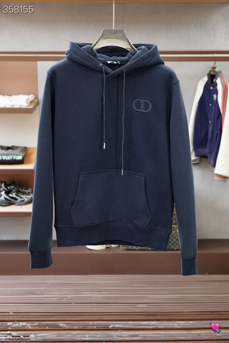 DiorDior classic CD embroidered hooded pure cotton men's fashionable casual hooded sweatshirt