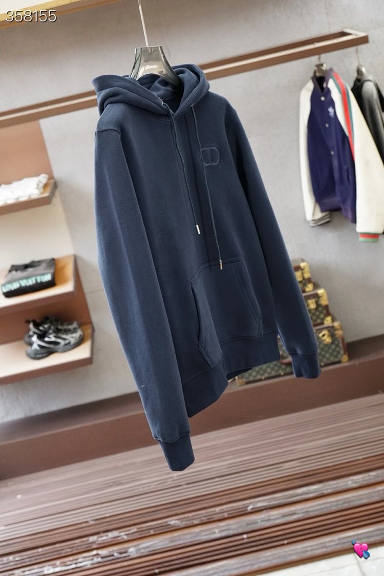 DiorDior classic CD embroidered hooded pure cotton men's fashionable casual hooded sweatshirt | Supe