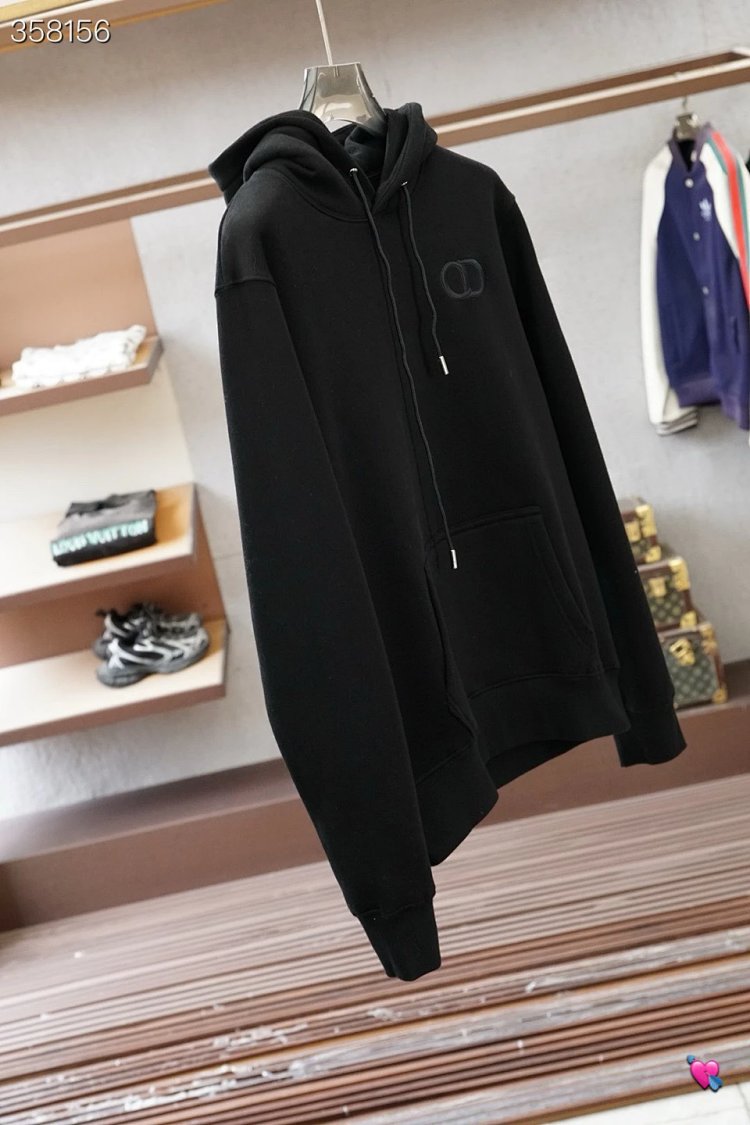 DiorDior classic CD embroidered hooded pure cotton men's fashionable casual hooded sweatshirt | Supe