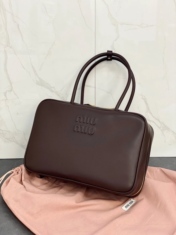 miumiu Original Leather Handheld Official Document Bag for Women 2025 New Large 