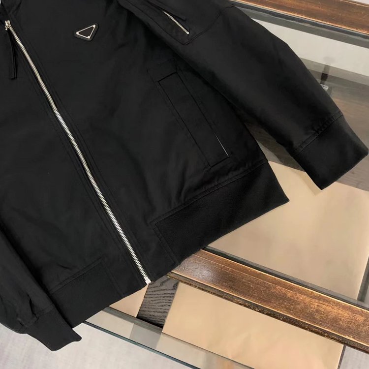 Prada men's jacket baseball collar zipper jacket cardigan solid color men's casual | Superrbuy Sprea