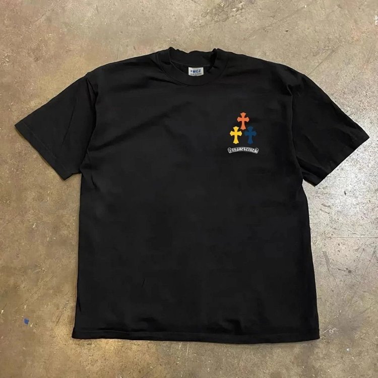 Chrome HeartsHeart Light Luxury Short Sleeve T-shirt Men's Cross Top Half Sleeve Unisex CH Short Sle