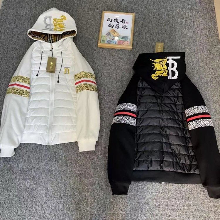 Burberry 2025 Winter Splicing Thick Embroidered Cotton Jacket Down Cotton Jacket Pork Rib New Male a