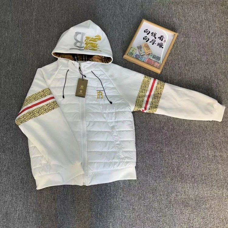 Burberry 2025 Winter Splicing Thick Embroidered Cotton Jacket Down Cotton Jacket Pork Rib New Male a