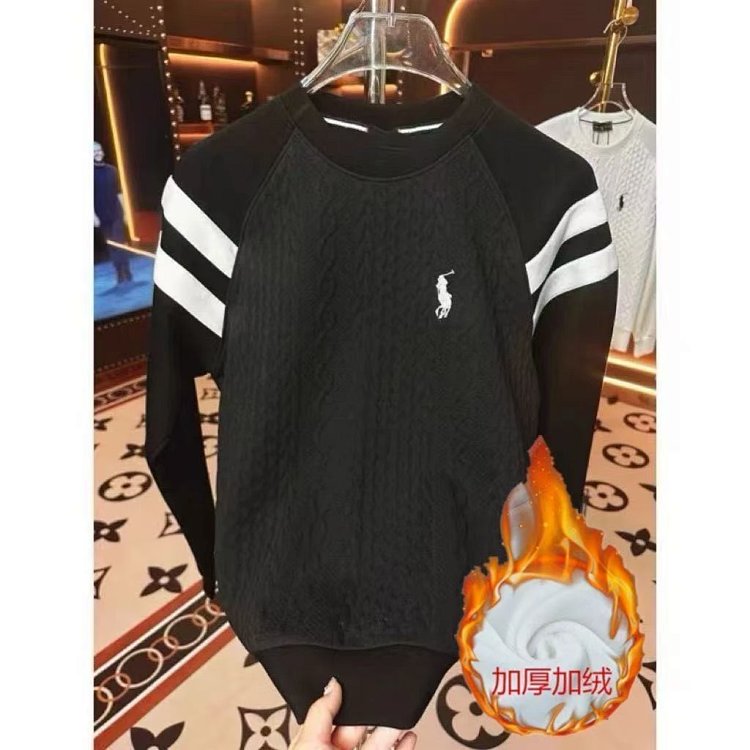 Ralph Lauren Long Sleeve Men's and Women's Same Style Velvet Warm Hoodie Bottom Shirt | Superrbuy Sp