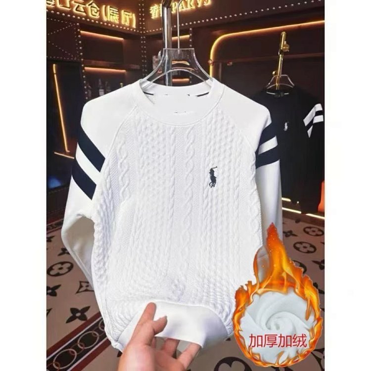 Ralph Lauren Long Sleeve Men's and Women's Same Style Velvet Warm Hoodie Bottom Shirt | Superrbuy Sp