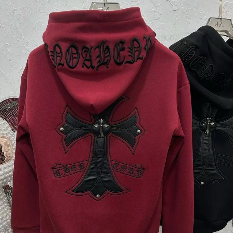 Chrome Hearts hooded sweatshirt, autumn and winter cross long sleeved fleece jacket | Superrbuy Spre