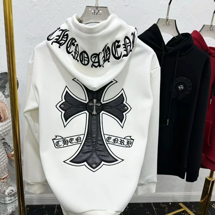 Chrome Hearts hooded sweatshirt, autumn and winter cross long sleeved fleece jacket | Superrbuy Spre