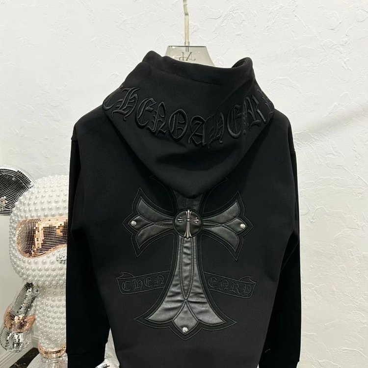 Chrome Hearts hooded sweatshirt, autumn and winter cross long sleeved fleece jacket | Superrbuy Spre