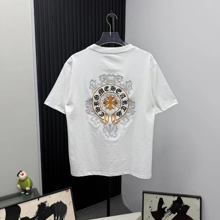 Chrome Hearts Light Luxury Embroidered Short Sleeve T-shirt Black and White Unisex | Superrbuy Sprea