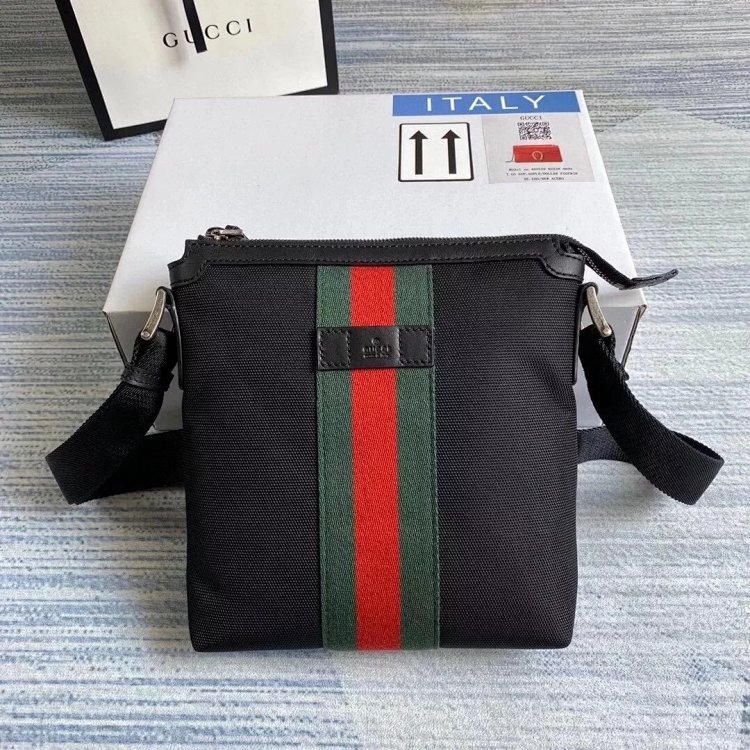 Gucci crossbody bag with red and green stripes, men's shoulder bag, large size 387111, small size 47