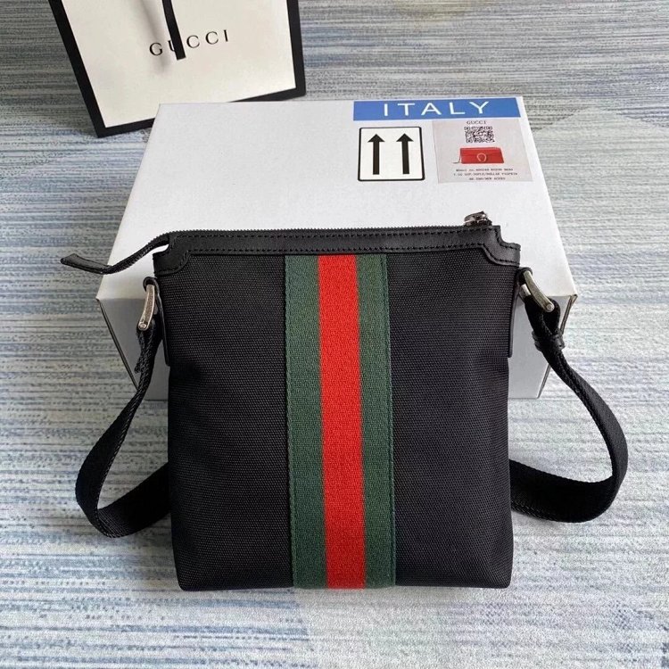 Gucci crossbody bag with red and green stripes, men's shoulder bag, large size 387111, small size 471454