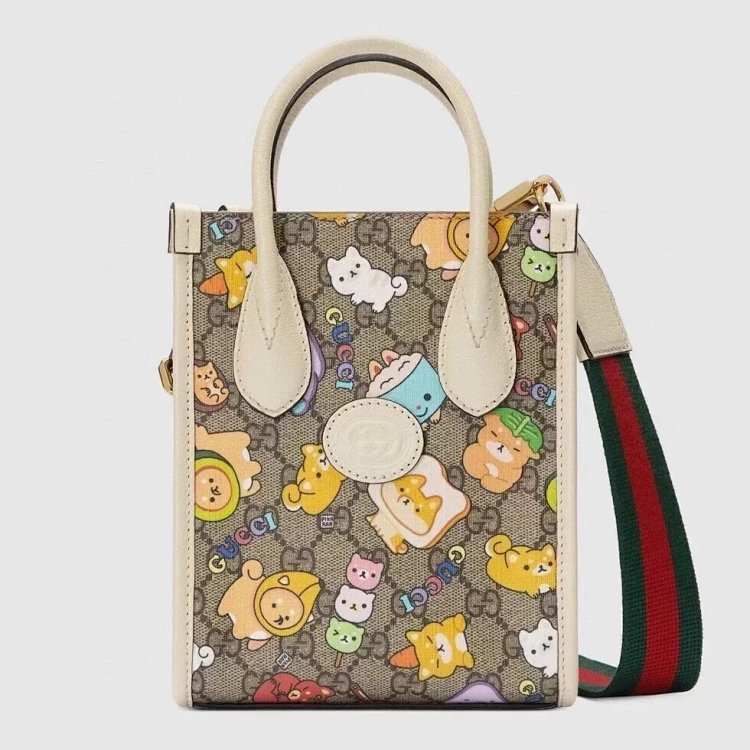 Gucci animal print mini tote bag music score bag crossbody bag shoulder bag unisex 699406