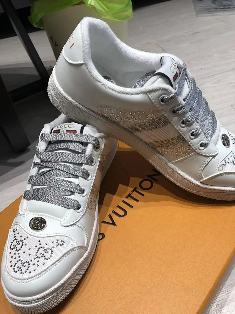 GUCCI dirty shoes, white rhinestone style fashionable board shoes | Superrbuy Spreadsheet