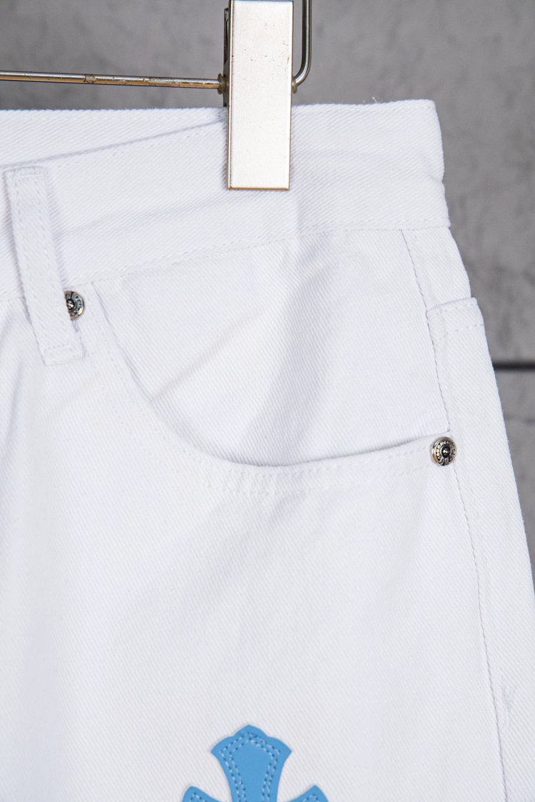 Chrome Hearts  Cross white blue label leather jeans pants | Superrbuy Spreadsheet