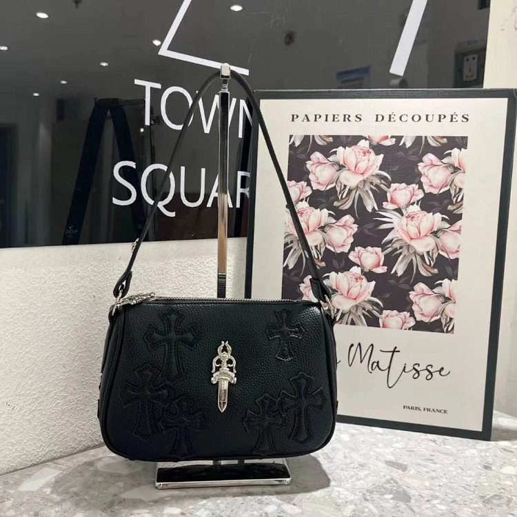 Chrome Hearts  Retro high-end lychee patterned shoulder bag