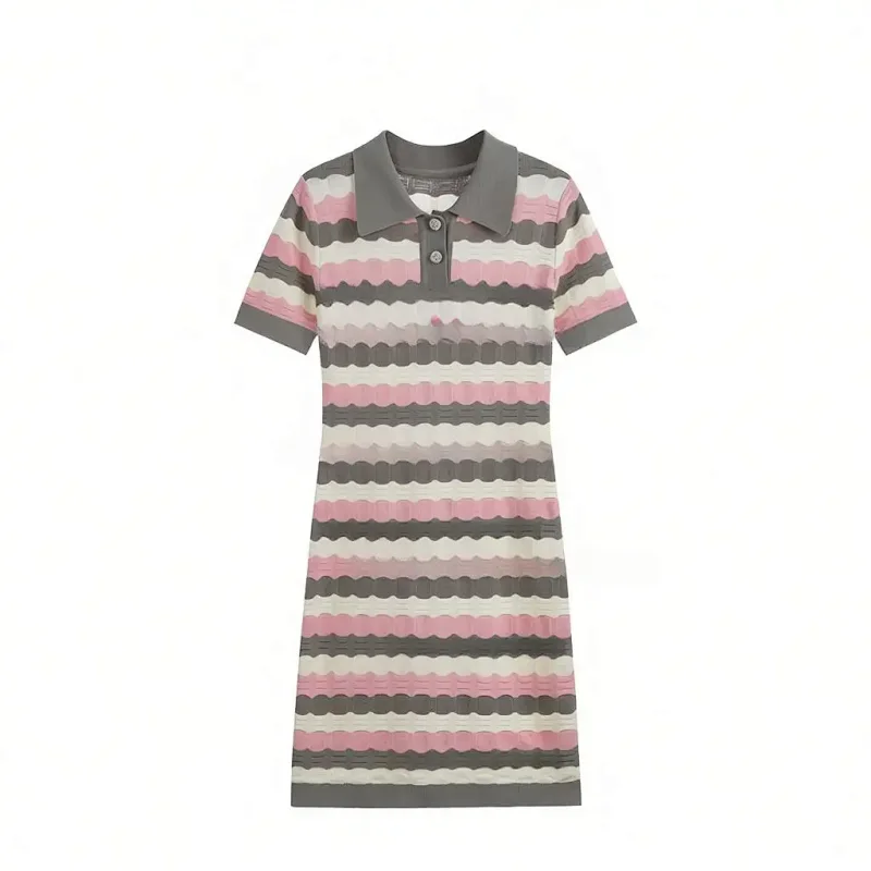 Summer new socialite small fragrant style striped French knitted dress | Superrbuy Spreadsheet