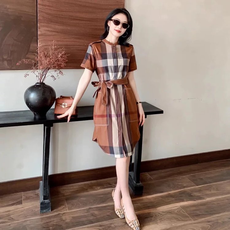 Burberry  British style casual mid length shirt skirt with floral patterns | Superrbuy Spreadsheet